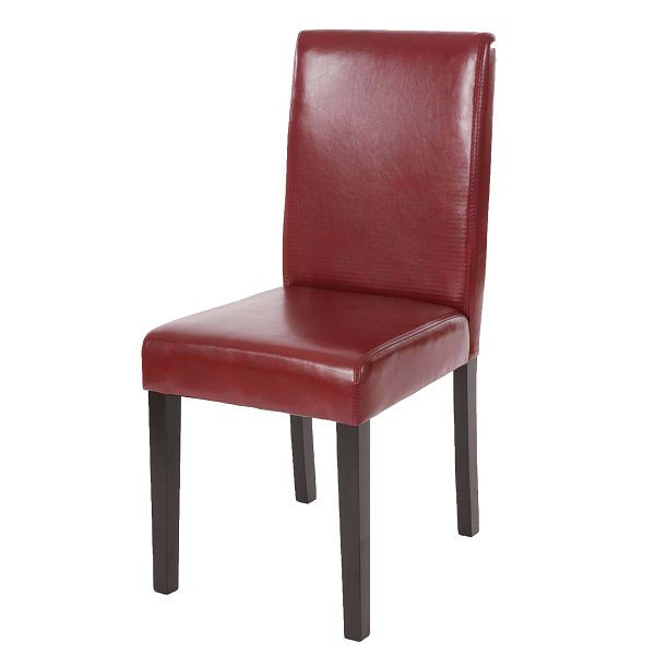 Chaise de salle à manger Mendler Littau, chaise de cuisine, similicuir, brun rouge, pieds foncés, 74375