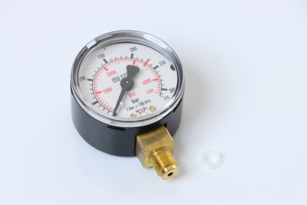 Manomètre bouteille ELMAG (Argon-CO2), Ø 50mm, 0-315 bar/0-4500 psi, fond AG 1/8' pour régulateur de pression MINI (EUROMIG, ETP), 54135