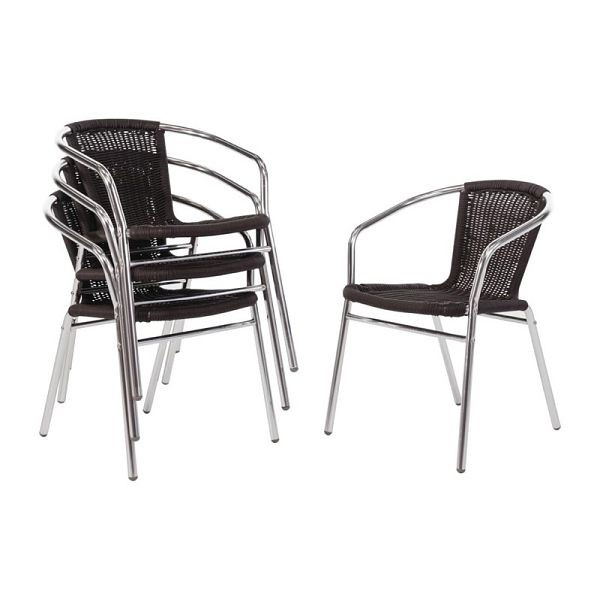 Chaises en rotin Bolero avec accoudoirs en aluminium design noir, UE: 4 pièces, U507