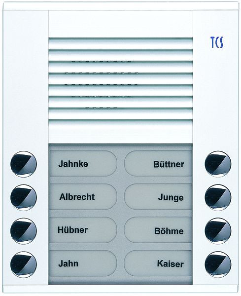 TCS audio platine de rue série PES 8 boutons de sonnette (alignés à droite/gauche), AP blanc, PES08-WS/04