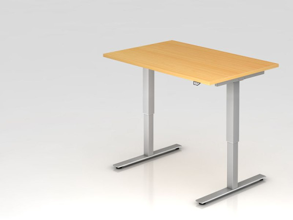 Bureau assis-debout électrique Hammerbacher 120x80cm hêtre, hauteur de travail 73 - 119 cm, VXMST12/6/S