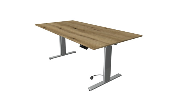 Table assis/debout Kerkmann Move 3 tubes, L 2000 x P 1000 mm, réglable en hauteur électriquement de 720 à 1200 mm, chêne, 10233555