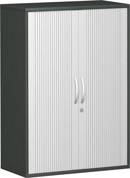 armoire à volets roulants geramöbel 2 étagères décoratives, verrouillable, 800x425x1152, argent/graphite, N-10Q308-SG