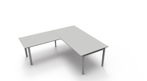 Kerkmann bureau extra large / table de réunion L 2000 x P 1000 x H 680-820 mm avec table d'extension, forme 5, couleur : gris clair, 11417311