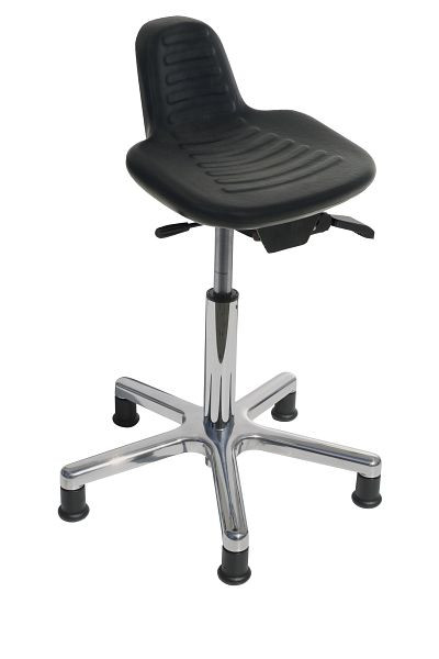 Aide à la verticalisation Lotz, siège ergonomique en PU noir, réglable en hauteur 660-910, base en aluminium, 4765.01A