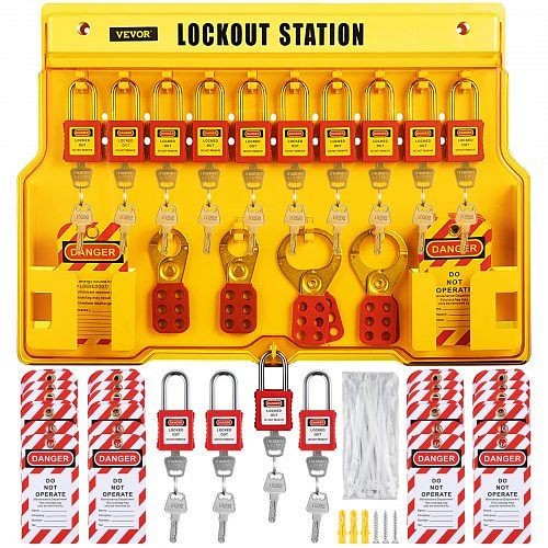 VEVOR Lockout Tagout Kit Stations Sécurité 58 pièces groupes serrures moraillons, AQSJTZJBDGJ57NTX0V0