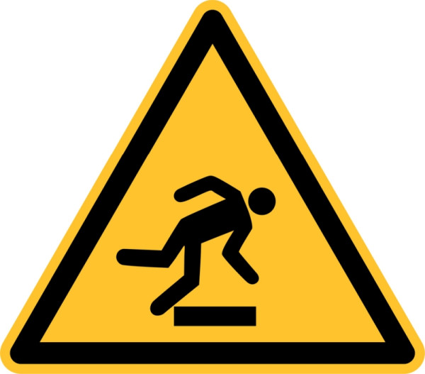 Panneau d'avertissement Eichner "Danger de trébuchement", longueur de côté 10 cm, aluminium gaufré, épaisseur 0,4 mm, 9225-12074-010