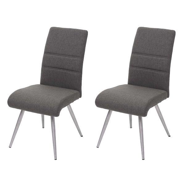 Mendler set de 2 chaises de salle à manger HWC-G55, chaise de cuisine, tissu/textile acier inoxydable brossé, gris-brun, 71708
