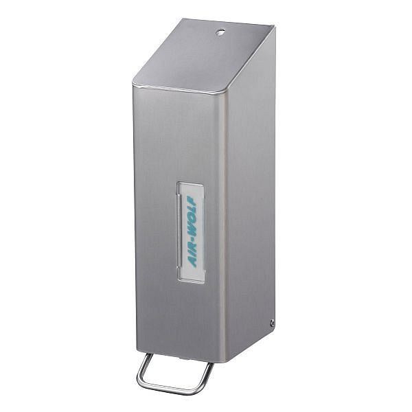 Distributeur de savon mousse Air Wolf pour savon mousse 1200 ml, série Omega, H x L x P : 328 x 97 x 142 mm, acier inoxydable revêtu, 29-008