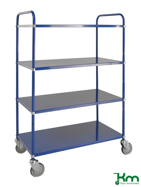 Kongamek Light Shelf Chariot, 4 roulettes pivotantes, Bleu, 4 étagères, KM4125-B