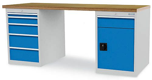 Établi en rangée Bedrunka+Hirth, R 18-24, nombre de tiroirs : 6, dimensions en mm (LxPxH) : 1500 x 750 x 859, 03.15.580.7-1V