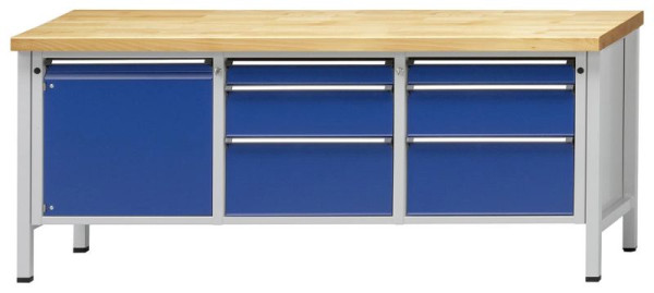 Établi d'armoire ANKE; 2000x700mm; Gauche 1 porte; 3 tiroirs du milieu 90, 180, 270 mm; A droite 3 tiroirs 90, 180, 270 mm