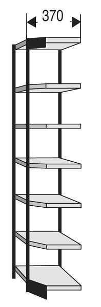 Kerkmann étagère de bureau Progress 2000, P 300 x H 2600 mm, noir/gris clair, 50218915