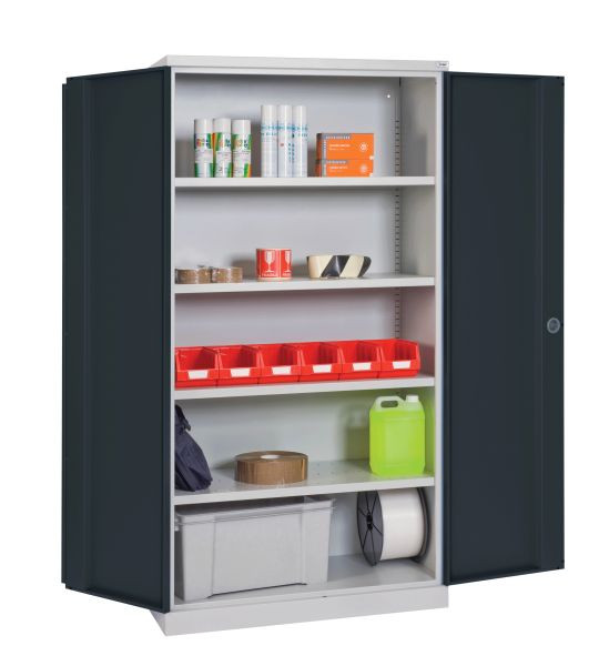 Armoire à portes battantes SOFAME L 1000 x P 500 x H 1950 mm, avec 4 étagères, gris anthracite RAL 7016, W030020001GCGA
