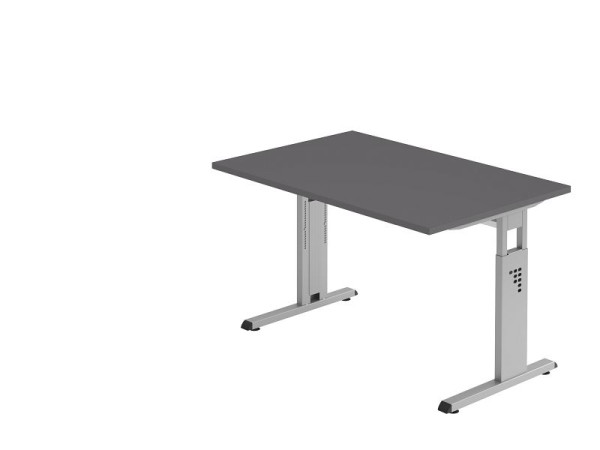 Bureau Hammerbacher base C 120x80cm graphite/argent, hauteur de travail 65-85 cm, VOS12/G/S