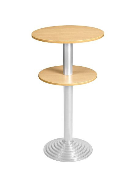 Table de bar Bisley MULTI Desking, ronde, 2 panneaux, aluminium, 38 mm, décor hêtre BC, H 740 x P 600 mm, SR206BC300