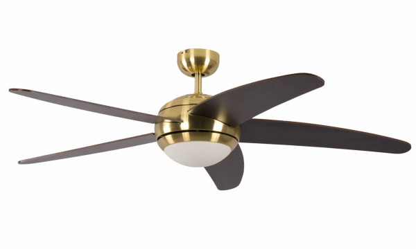 Ventilateur de plafond Pepeo Melton laiton / wengé 132 cm avec éclairage et télécommande, 13422010132