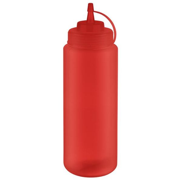 Flacon souple APS, Ø 8 cm, hauteur : 26,5 cm, 1,025 ml, polyéthylène, rouge, avec couvercle à vis, avec bouchon, ouverture de remplissage : Ø 5,5 cm, 93261