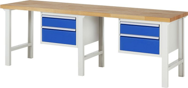 Etabli RAU série 7000 - modèle 7123, L2500 x P700 x H840 mm, base système L2500 x P650 x H800 mm, 03-7123A1-257B4S.11