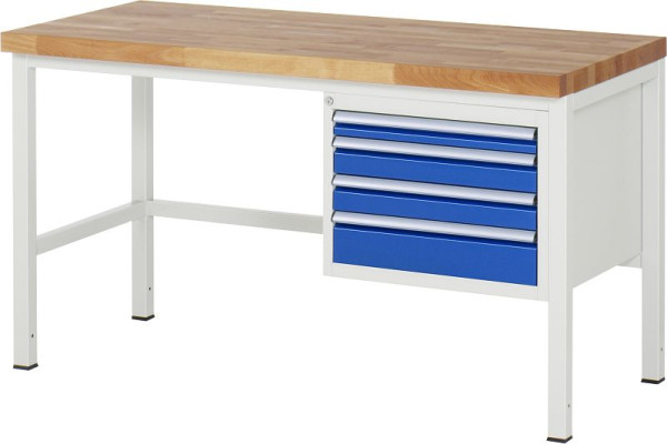 Etabli RAU série 8000 - modèle 8132, L1500 x P700 x H840-1040 mm, base système L1495 x P650 x H800-1000 mm, 03-8132A1-157B4H.11