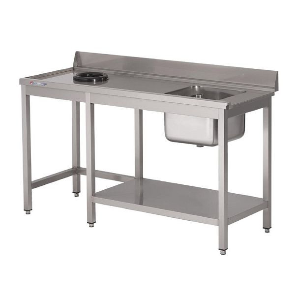 Évier Gastro M pour lave-vaisselle avec trou de vidange, petite vasque à droite, longueur 100 cm, DS465