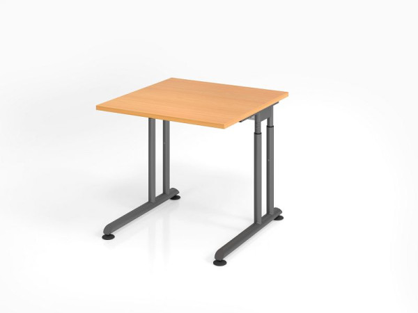 Bureau Hammerbacher ZS08, 80 x 80 cm, plateau : hêtre, épaisseur 25 mm, chant épais en ABS, forme rectangulaire, graphite, VZS08/6/G