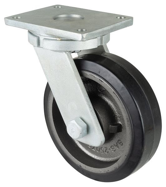 Roulette robuste BS Wheels, largeur de roue 75 mm, Ø roue 250 mm, capacité de charge 750 kg, bandages élastiques noirs, corps de roue coulé, roulements à billes, RR100.B81.252
