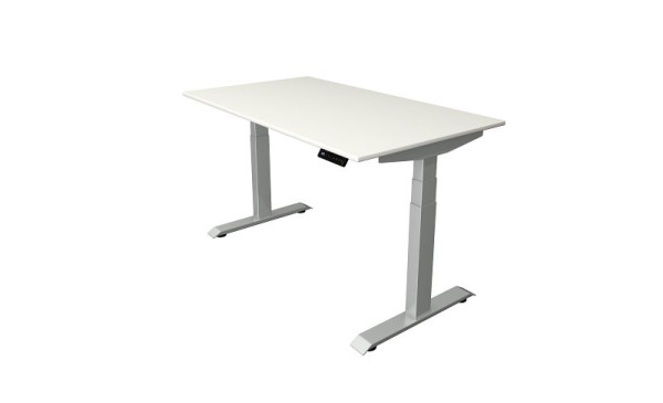 Table assis-debout Kerkmann L 1400 x P 800 mm, réglable en hauteur électriquement de 640 à 1290 mm, blanc, 10041010
