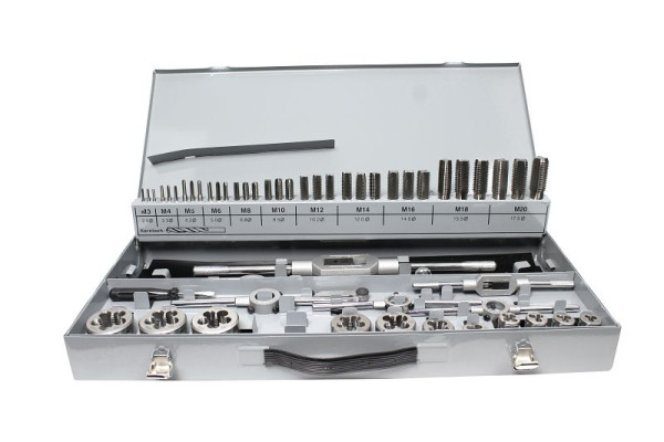 Assortiment de filetage GSR 56 pièces métriques M3 - M20 HSSG pour filetages intérieurs et extérieurs, 08331040