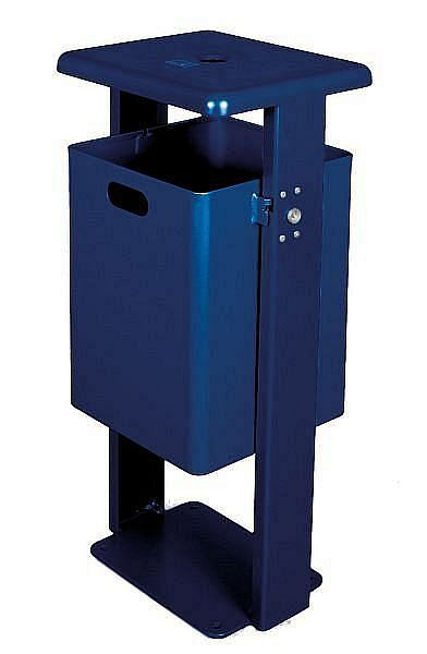 Poubelle rectangulaire sur pied Renner 40 L (cendrier inclus), avec couvercle arrondi (t=3 mm), galvanisée à chaud, 7083-60FV