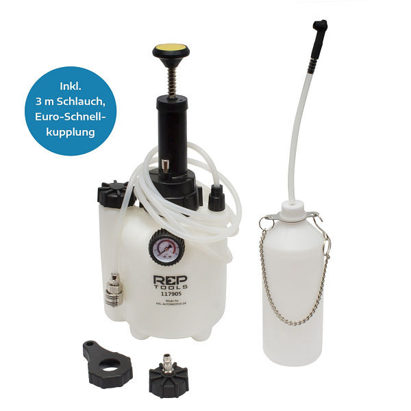 Purgeur de frein RepTools avec flacon de collecte de 1 L, manuel, XXL-117905