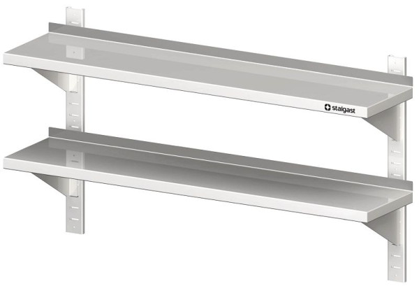 Étagère murale double Stalgast avec supports et rails muraux, 600x300x660 mm, réglable en hauteur, soudée, VWB06302