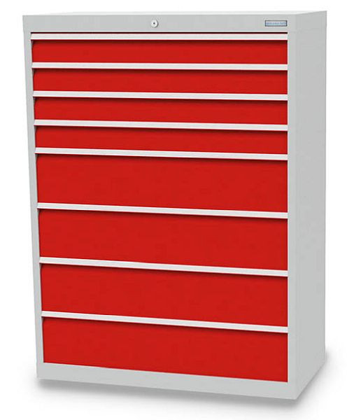 Armoire à tiroirs Bedrunka+Hirth, profondeur 500 mm, R 36-16, nombre de tiroirs : 8, dimensions en mm (LxPxH) : 980 x 500 x 1319, capacité de charge 75 kg, 913.404-75