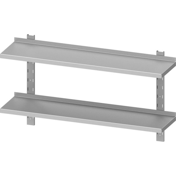 Étagère murale double Stalgast ECO avec supports et rails muraux 1000x300x660 mm réglable en hauteur, à monter soi-même (AISI201), DWB10362