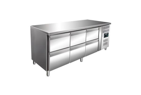Table réfrigérante Saro avec 3 x 2 tiroirs modèle KYLJA 3160 TN, 323-10714