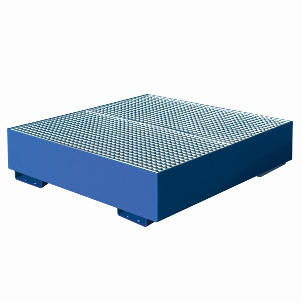 Lèchefrite industrielle Eichinger à parois latérales droites, avec grille, 4 x fûts, bleu gentiane, 30120200000097