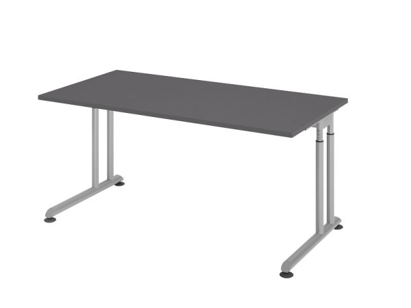 Bureau Hammerbacher pied C 160x80cm graphite/argent, VZS16/G/S