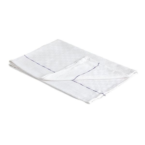 Serviette de serveur Vogue blanche avec des rayures bleues environnantes en coton, E900