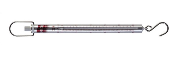 PESOLA tensiomètre/forcemètre/balance à ressort 25N, division 0,2N, ligne Medio, bordeaux, avec crochet, 40025