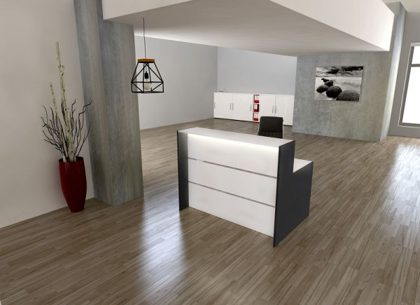 Kerkmann Bari comptoir linéaire, blanc/anthracite, 21357310