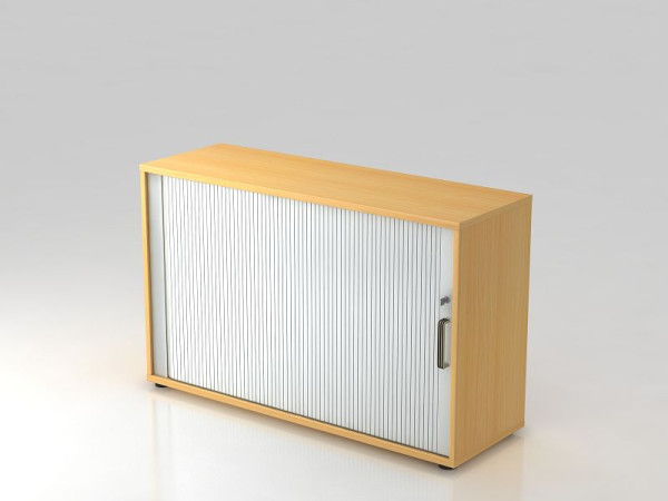 Armoire à volets roulants Hammerbacher horizontale, poignée en bande 2OH 120 cm hêtre/argent, 120x40x74,8 cm (LxPxH), V1732S/6/S/SG