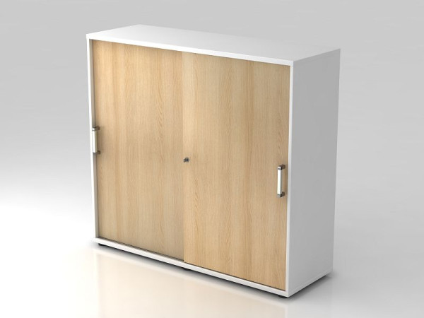 Hammerbacher armoire à portes coulissantes 3OH 120cm poignée chromée blanc/chêne, 120x40x110 cm (LxPxH), V1753S/W/E/CE
