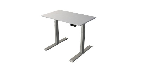 Kerkmann table debout/assise L 1000 x P 600 mm, argent, réglable en hauteur électriquement de 630 à 1270 mm, gris clair/argent, 10275511