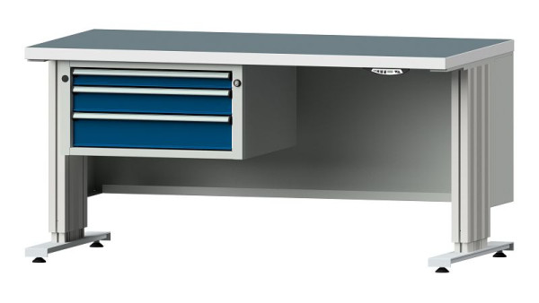 Établis ANKE table de travail LIFT avec sous-structure, modèle 502 VL, 1500 x 800 x 740-1140 mm, RAL 7035/5010, UBP 40 mm, 405.242