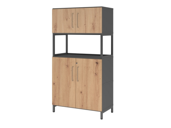 Armoire combinée Hammerbacher, 4OH, base, graphite/chêne ast, VFW48K5RU/G/R/BS