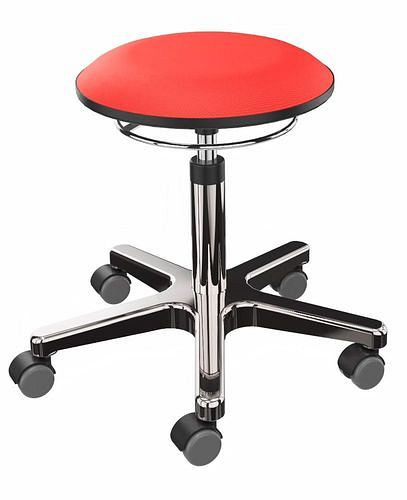 Tabouret de travail Dauphin, revêtement rouge, piètement aluminium, 266966