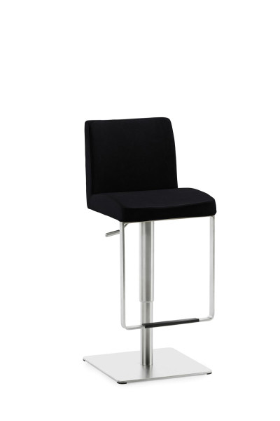 Mayer Sitzmöbel , structure en acier inoxydable, coque d'assise rembourrée, cuir véritable, noir, 1260EL_81007