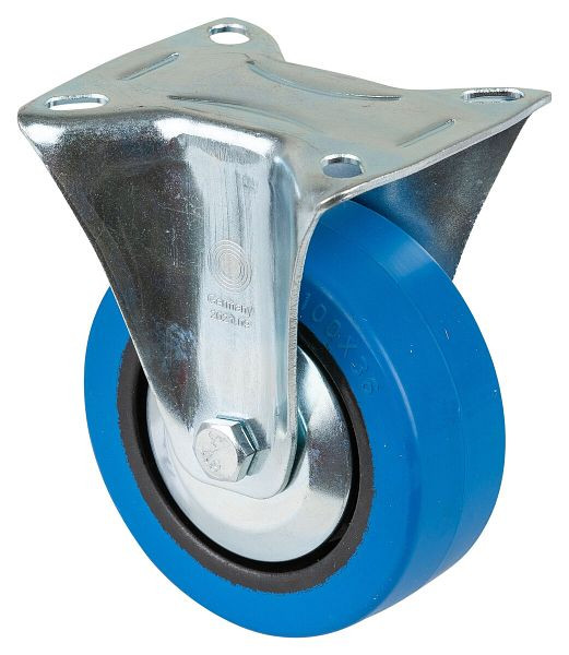 Rouleau de transport BS rollers, largeur de roue 26 mm, roue Ø 100 mm, capacité de charge 140 kg, pneus élastiques bleus, roulements à rouleaux, lot de 2, L410.B61.101