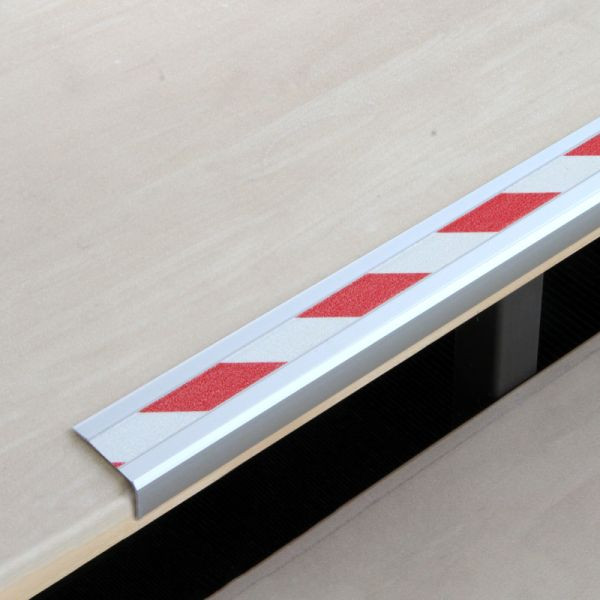 Pantalon de farine profil de bord d'escalier antidérapant en aluminium avec revêtement antidérapant m2, rouge/blanc 53x800x31mm, autocollant, ATM1YF3sk