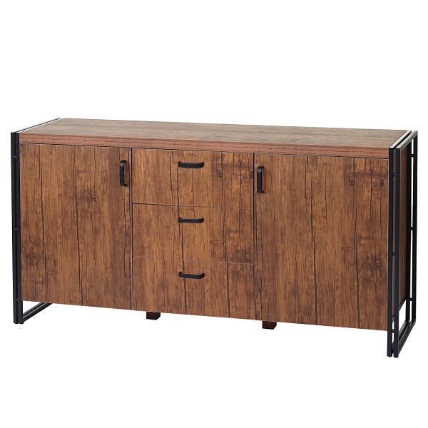 Buffet Mendler HWC-A27, commode, structure 3D 2 compartiments de rangement 80x160x40cm MDF métal, aspect chêne sauvage, 57039+57040